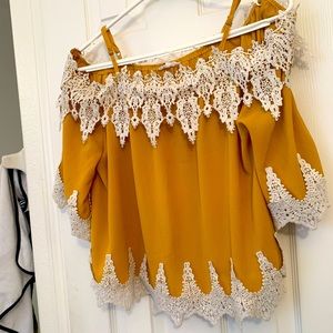 Gold off shoulder strap blouse